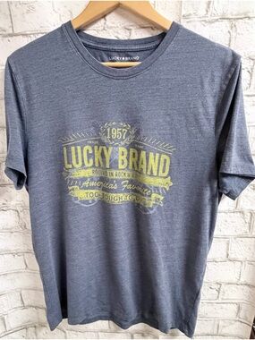 Lucky Brand Blue Short-Sleeve Tee with Yellow Graphic